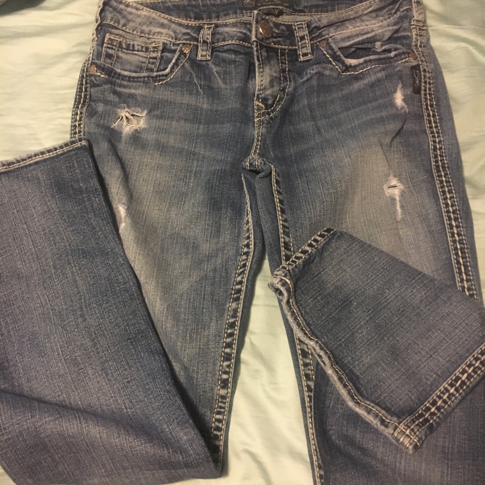 Silver distressed jeans